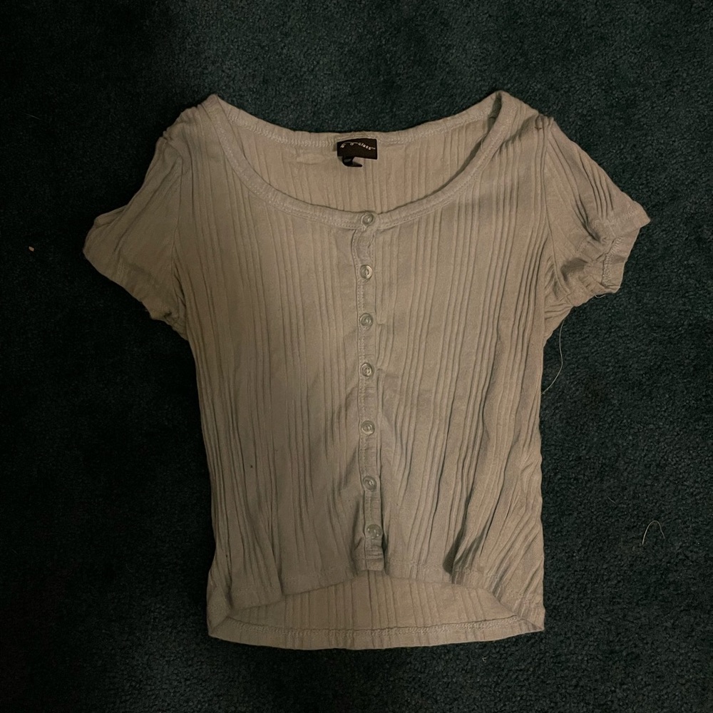 Art class size xxs baby blue cropped button up short sleeve